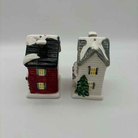 Cracker Barrel Salt Pepper Shakers Christmas Village Houses UNUSED Home Decor - Picture 2 of 6